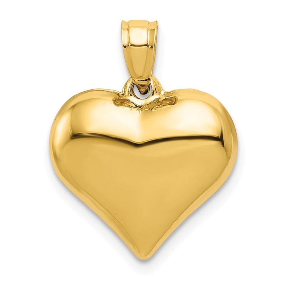 14k Yellow Gold Puffed Heart Necklace - 16 Inch